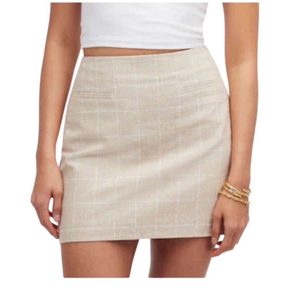 Madewell Welt-Pocket plaid Mini Skirt tan size 12